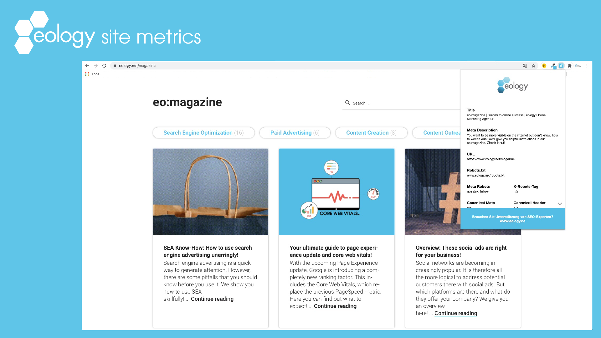 eology site metrics