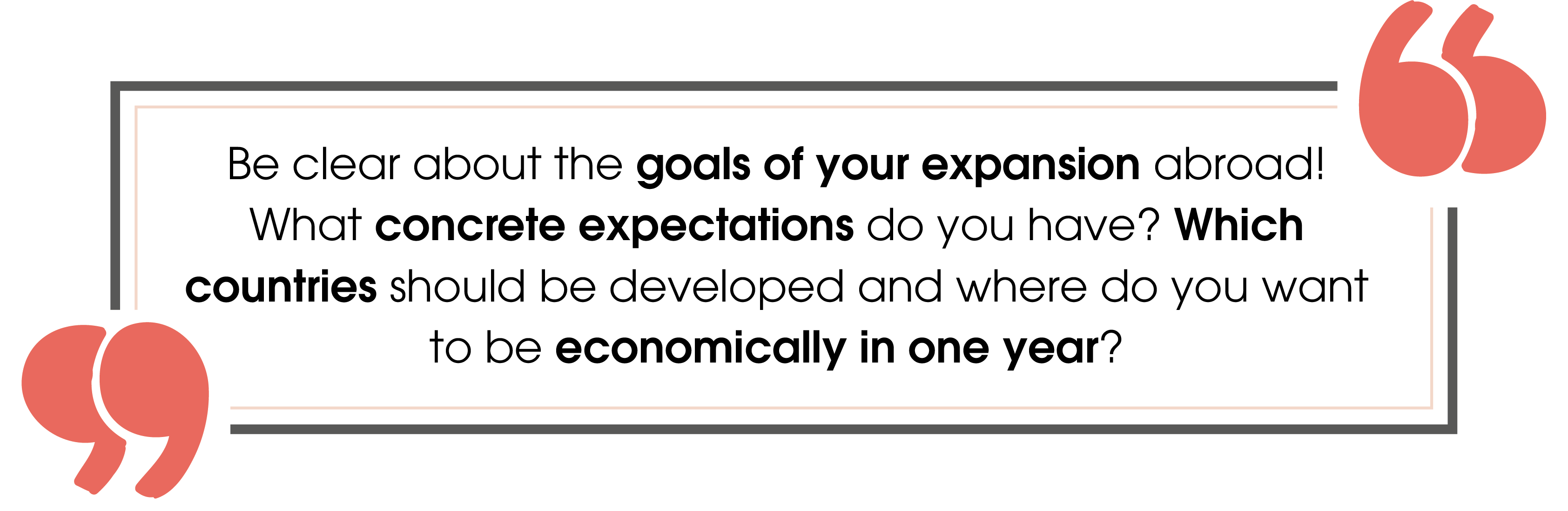 Quote: "Make the goals of your expansion abroad clear to yourself! What concrete ideas do you have? Which countries should be opened up and where do you want to be economically in one year?"