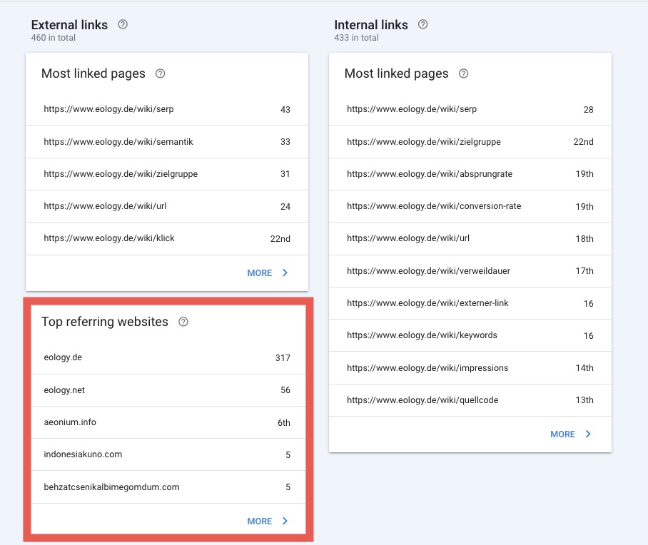 Find backlinks in Google Search Console