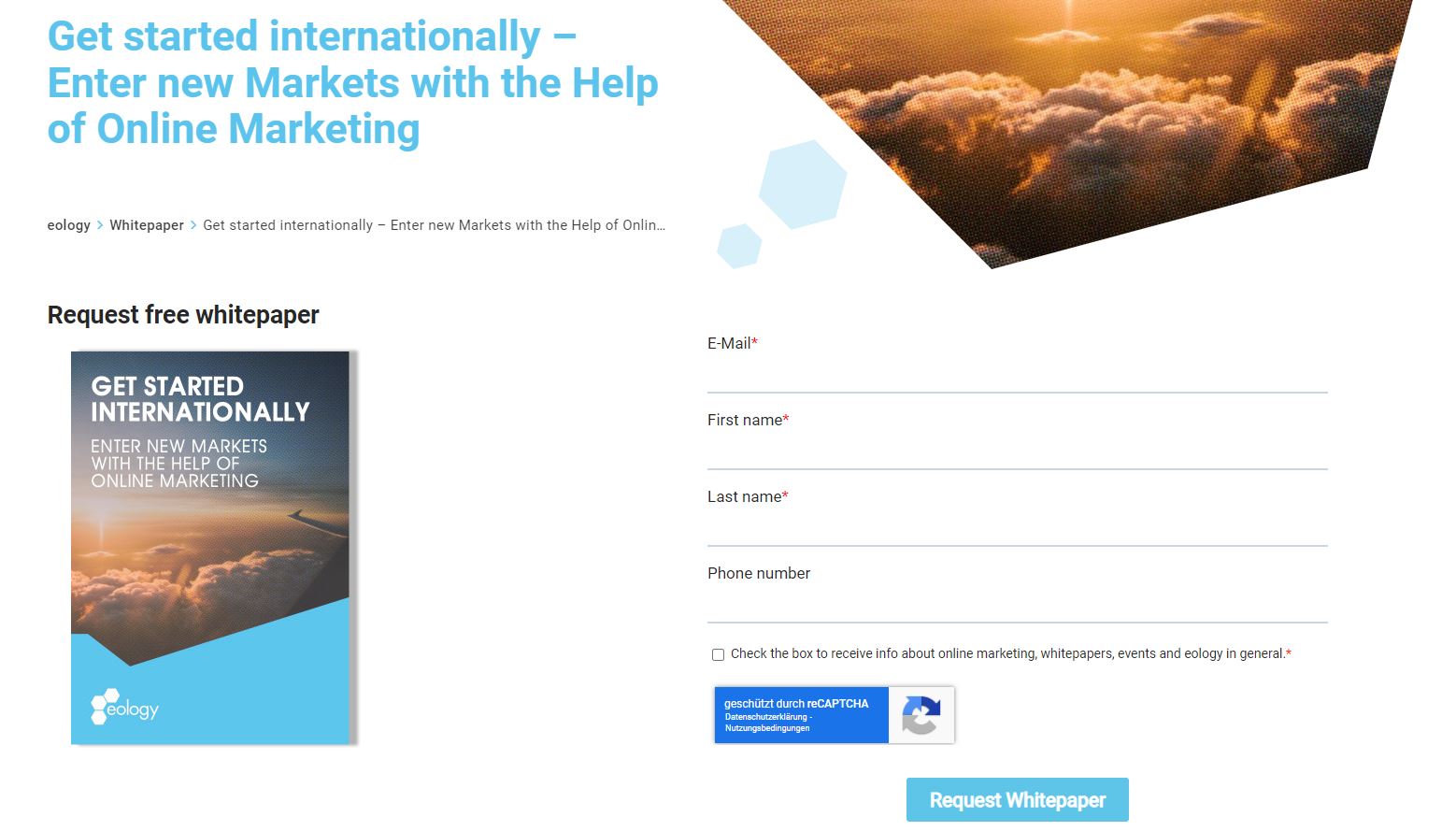 Landingpage Whitepaper eology GmbH